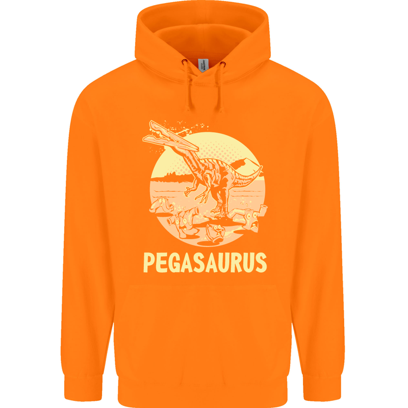 Pegasaurus Dinosaur T-Rex Funny Childrens Kids Hoodie Orange