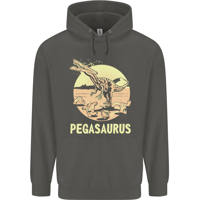 Pegasaurus Dinosaur T-Rex Funny Childrens Kids Hoodie Storm Grey