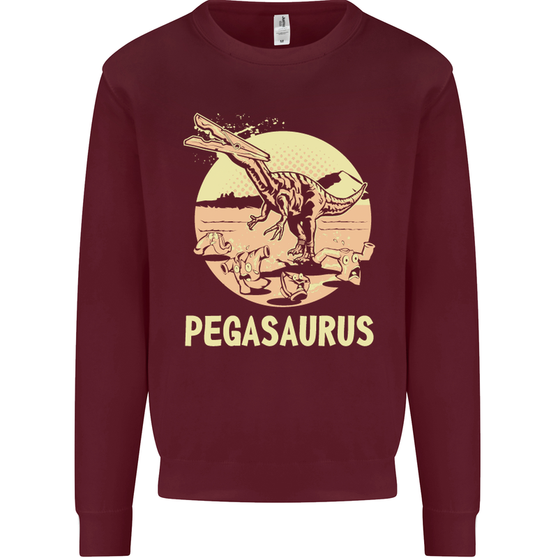 Pegasaurus Dinosaur T-Rex Funny Kids Sweatshirt Jumper Maroon