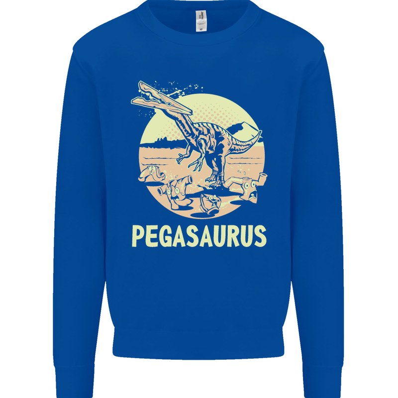 Pegasaurus Dinosaur T-Rex Funny Kids Sweatshirt Jumper Royal Blue