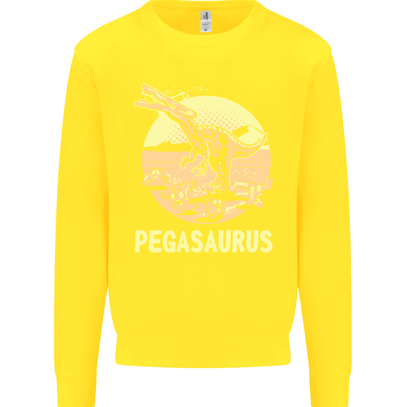 Pegasaurus Dinosaur T-Rex Funny Kids Sweatshirt Jumper Yellow