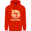 Pegasaurus Dinosaur T-Rex Funny Mens 80% Cotton Hoodie Bright Red