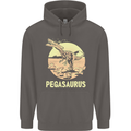 Pegasaurus Dinosaur T-Rex Funny Mens 80% Cotton Hoodie Charcoal