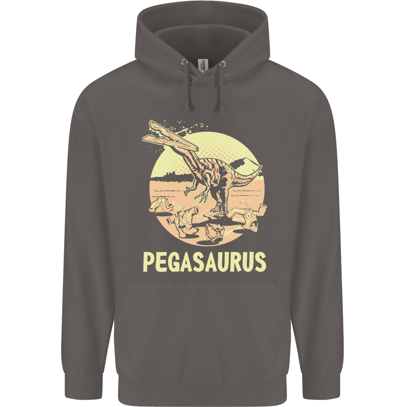 Pegasaurus Dinosaur T-Rex Funny Mens 80% Cotton Hoodie Charcoal