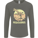 Pegasaurus Dinosaur T-Rex Funny Mens Long Sleeve T-Shirt Charcoal