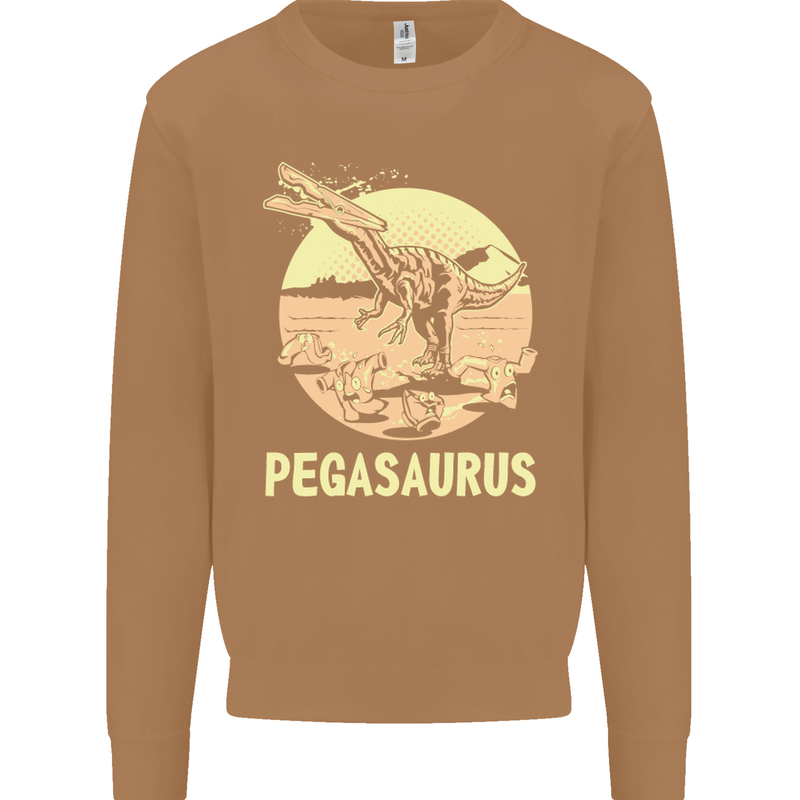 Pegasaurus Dinosaur T-Rex Funny Mens Sweatshirt Jumper Caramel Latte