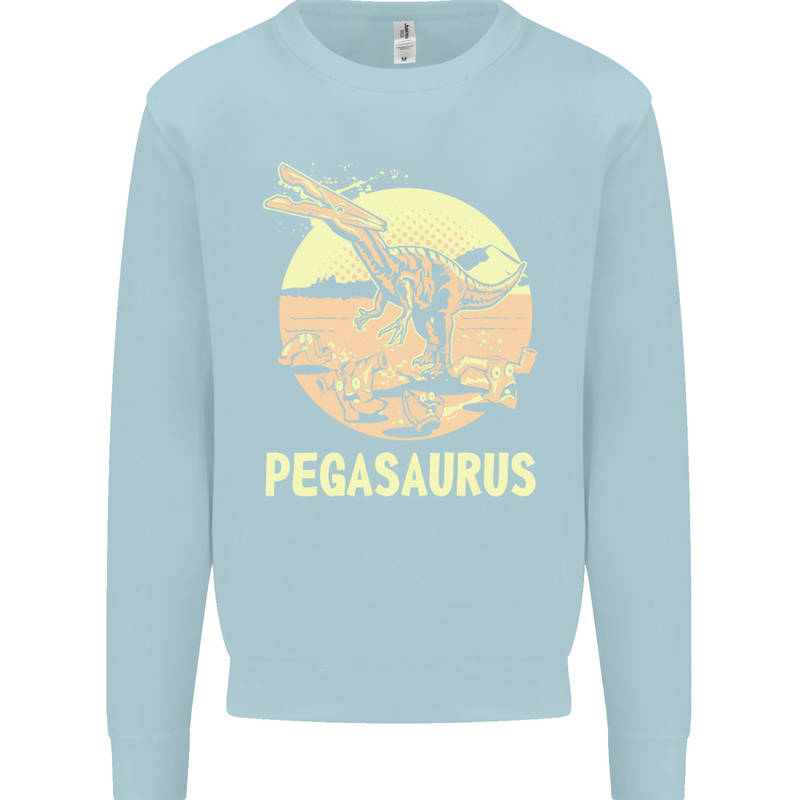 Pegasaurus Dinosaur T-Rex Funny Mens Sweatshirt Jumper Light Blue