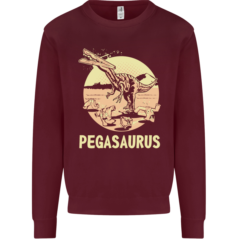 Pegasaurus Dinosaur T-Rex Funny Mens Sweatshirt Jumper Maroon