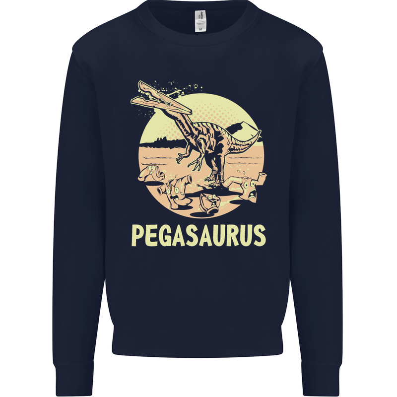Pegasaurus Dinosaur T-Rex Funny Mens Sweatshirt Jumper Navy Blue