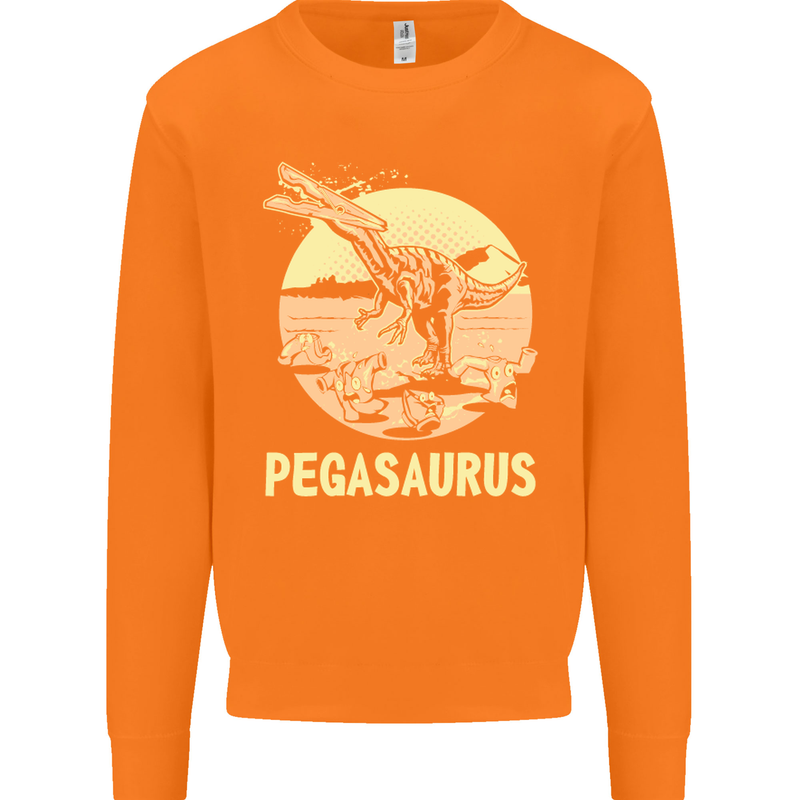 Pegasaurus Dinosaur T-Rex Funny Mens Sweatshirt Jumper Orange