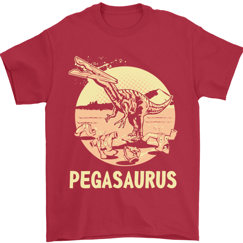 Pegasaurus Dinosaur T-Rex Funny Mens T-Shirt Cotton Gildan Red