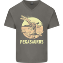 Pegasaurus Dinosaur T-Rex Funny Mens V-Neck Cotton T-Shirt Charcoal