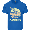 Pegasaurus Dinosaur T-Rex Funny Mens V-Neck Cotton T-Shirt Royal Blue