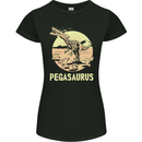 Pegasaurus Dinosaur T-Rex Funny Womens Petite Cut T-Shirt Black