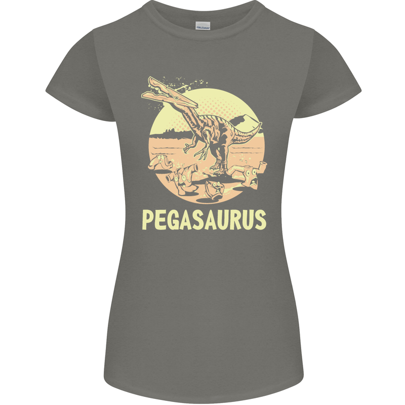 Pegasaurus Dinosaur T-Rex Funny Womens Petite Cut T-Shirt Charcoal