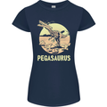 Pegasaurus Dinosaur T-Rex Funny Womens Petite Cut T-Shirt Navy Blue