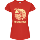 Pegasaurus Dinosaur T-Rex Funny Womens Petite Cut T-Shirt Red