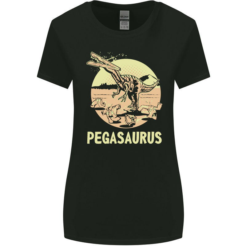 Pegasaurus Dinosaur T-Rex Funny Womens Wider Cut T-Shirt Black