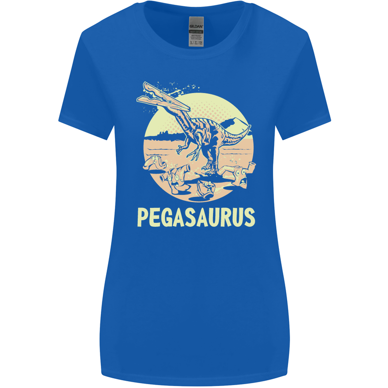 Pegasaurus Dinosaur T-Rex Funny Womens Wider Cut T-Shirt Royal Blue