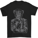 Pensive Chimp Chimpanzee Monkey Primate Mens T-Shirt Cotton Gildan Black