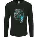 Pensive Tiger Funny Smoking Wild Cat Mens Long Sleeve T-Shirt Black