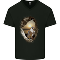 Peragrin Falcon Birds of Prey Mens V-Neck Cotton T-Shirt Black