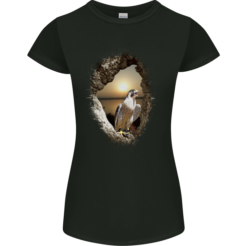 Peragrin Falcon Birds of Prey Womens Petite Cut T-Shirt Black
