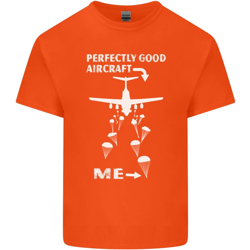 Perfectly Good Aircraft Skydiving Skydiver Mens Cotton T-Shirt Tee Top Orange