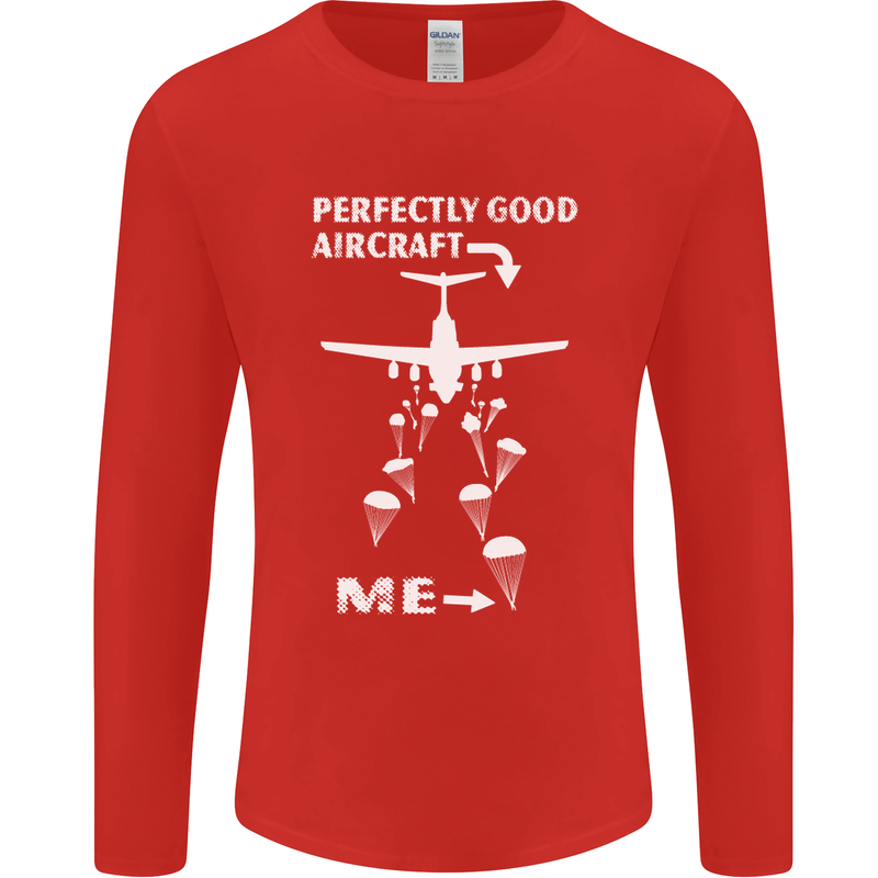 Perfectly Good Aircraft Skydiving Skydiver Mens Long Sleeve T-Shirt Red