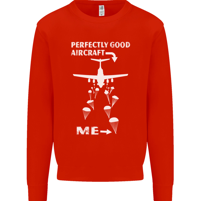 Perfectly Good Aircraft Skydiving Skydiver Mens Sweatshirt Jumper Bright Red