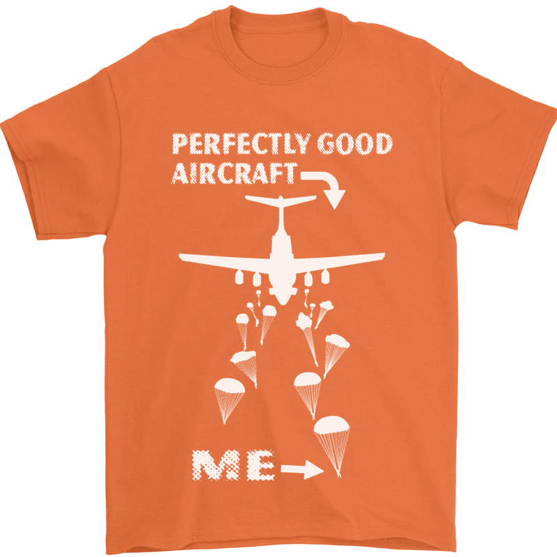 Perfectly Good Aircraft Skydiving Skydiver Mens T-Shirt Cotton Gildan Orange