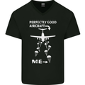 Perfectly Good Aircraft Skydiving Skydiver Mens V-Neck Cotton T-Shirt Black