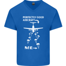 Perfectly Good Aircraft Skydiving Skydiver Mens V-Neck Cotton T-Shirt Royal Blue