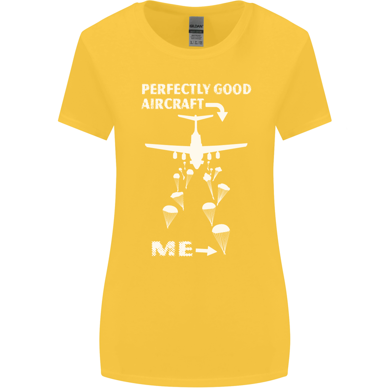 Perfectly Good Aircraft Skydiving Skydiver Womens Wider Cut T-Shirt Yellow