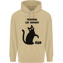 Personal Cat Servant Funny Pet Mens 80% Cotton Hoodie Sand