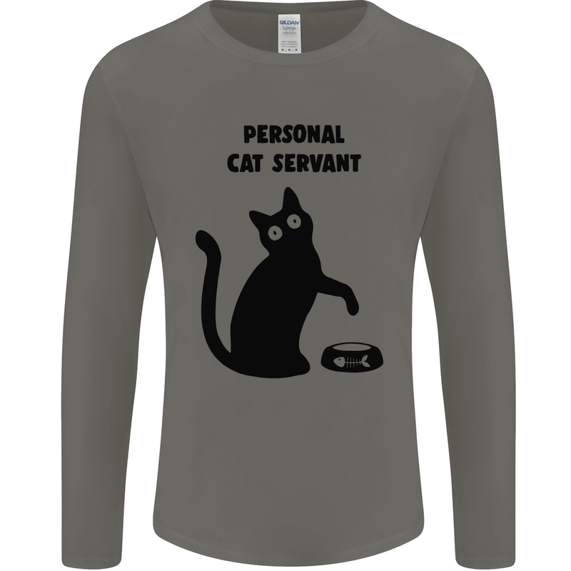 Personal Cat Servant Funny Pet Mens Long Sleeve T-Shirt Charcoal