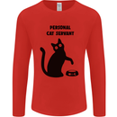 Personal Cat Servant Funny Pet Mens Long Sleeve T-Shirt Red