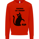 Personal Cat Servant Funny Pet Mens Sweatshirt Jumper Bright Red