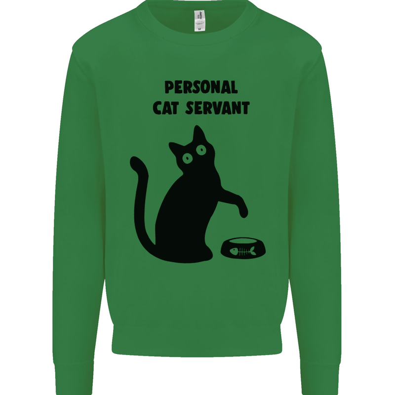 Personal Cat Servant Funny Pet Mens Sweatshirt Jumper Irish Green