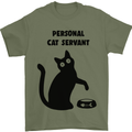 Personal Cat Servant Funny Pet Mens T-Shirt Cotton Gildan Military Green