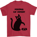 Personal Cat Servant Funny Pet Mens T-Shirt Cotton Gildan Red
