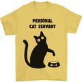 Personal Cat Servant Funny Pet Mens T-Shirt Cotton Gildan Yellow