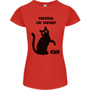 Personal Cat Servant Funny Pet Womens Petite Cut T-Shirt Red