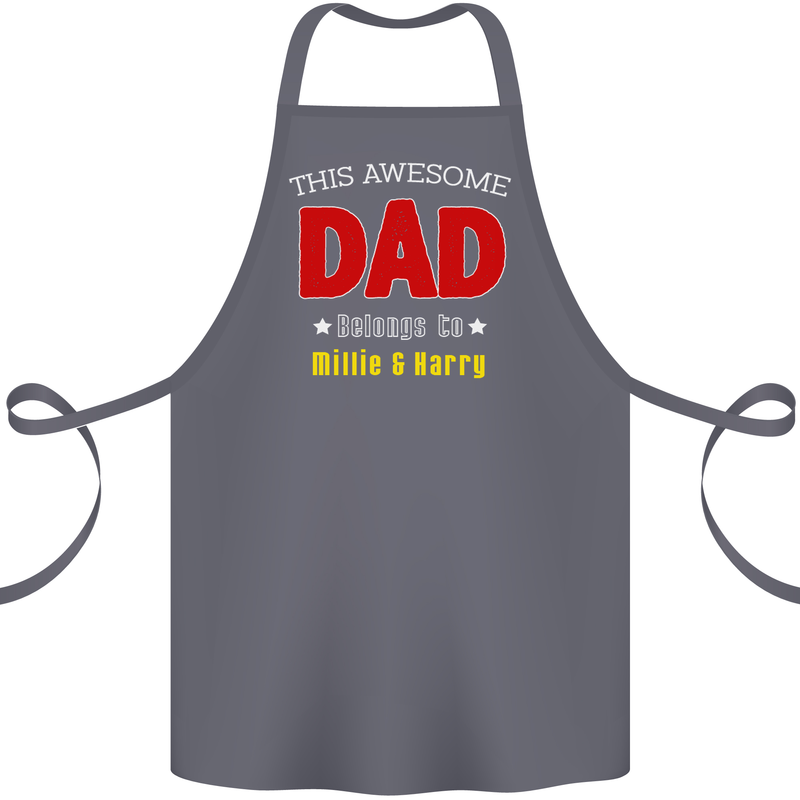 Personalised This Awesome Dad Belongs to Cotton Apron 100% Organic Steel