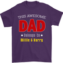 Personalised This Awesome Dad Belongs to Mens T-Shirt Cotton Gildan Purple