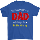 Personalised This Awesome Dad Belongs to Mens T-Shirt Cotton Gildan Royal Blue