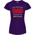 Personalised This Awesome Dad Belongs to Womens Petite Cut T-Shirt Purple