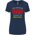 Personalised This Awesome Dad Belongs to Womens Wider Cut T-Shirt Navy Blue