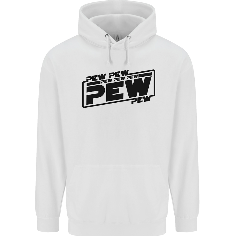 Pew Pew Pew Funny SCI-FI Movie Lightsaber Childrens Kids Hoodie White