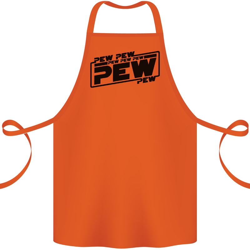 Pew Pew Pew Funny SCI-FI Movie Lightsaber Cotton Apron 100% Organic Orange